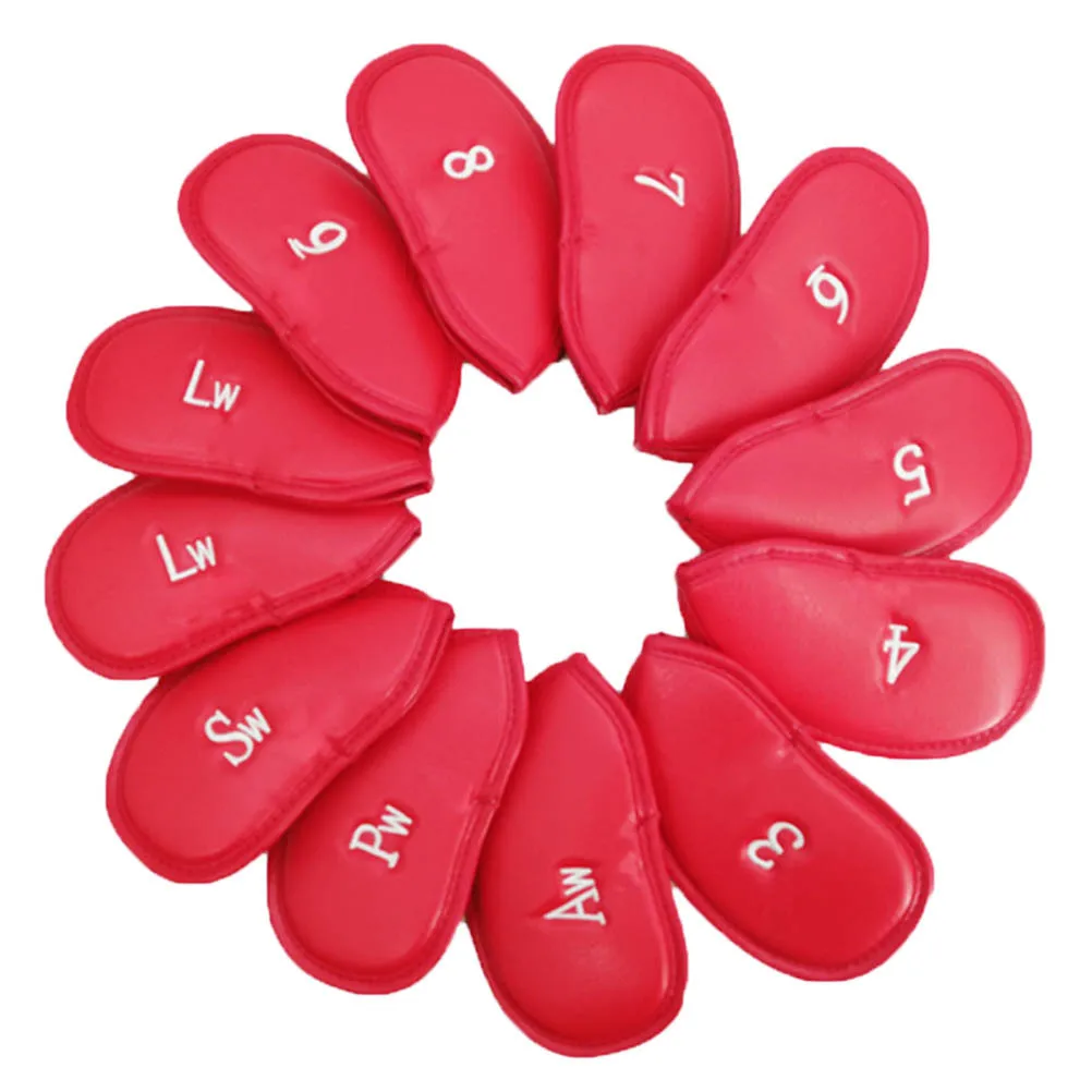 

12Pcs Iron Club Headcovers Set One-Sided Numbered Scratch Resistant for Outdoor Travel Covers Club Head Cover