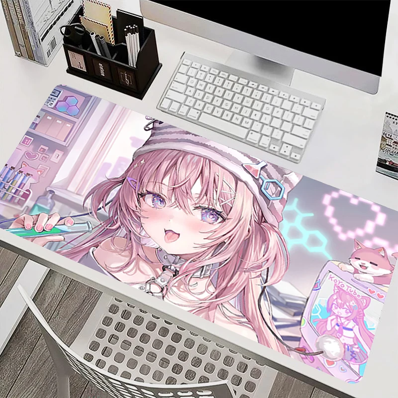 pink Mouse Pad Laptop Computer Game Desk Mat E-sports Gaming Mousepad Keyboard Pad H-hololive Hakui Koyori kawaii Anime Mausepad