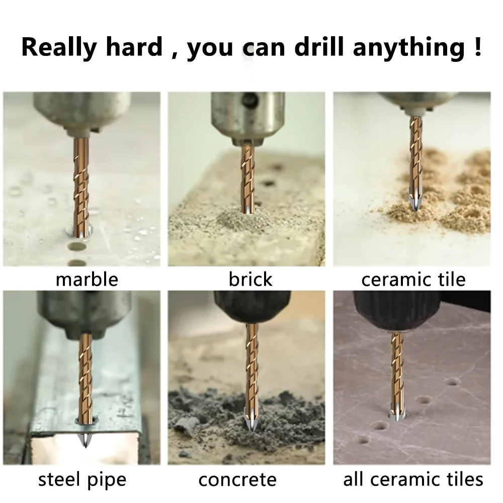Mata Bor หกเหลี่ยมขนาด5-10มม. สำหรับเจาะกระเบื้องคอนกรีตซีเมนต์หินอ่อน Mata Bor อัลลอยสี่ขอบที่มีความแข็งสูงเป็นพิเศษ