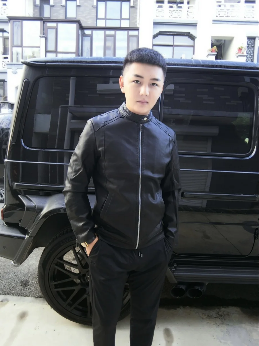 

Royal Baron Men's Biker Jaet Stand Collar Leather Vest Spring Autumn Winter High End Faionable Youth Casual Busin Leisure