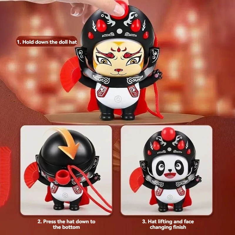 Traditional Chinese Sichuan Opera Culture Face Changing Panda Doll Interesting Face Changing Children\'s Doll Gift Souvenir Toy