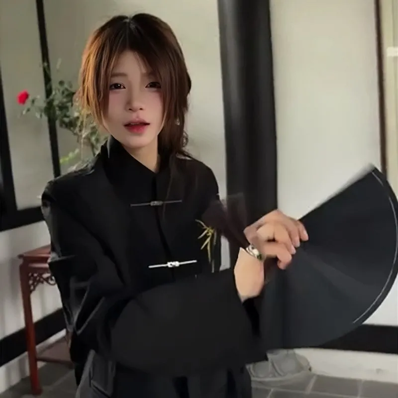 

New Chinese Sle Bamboo Embroidered Suit Jaet Men Women Autumn 2025 Stand Collar Zhongan Suit National Sle Western Jaet