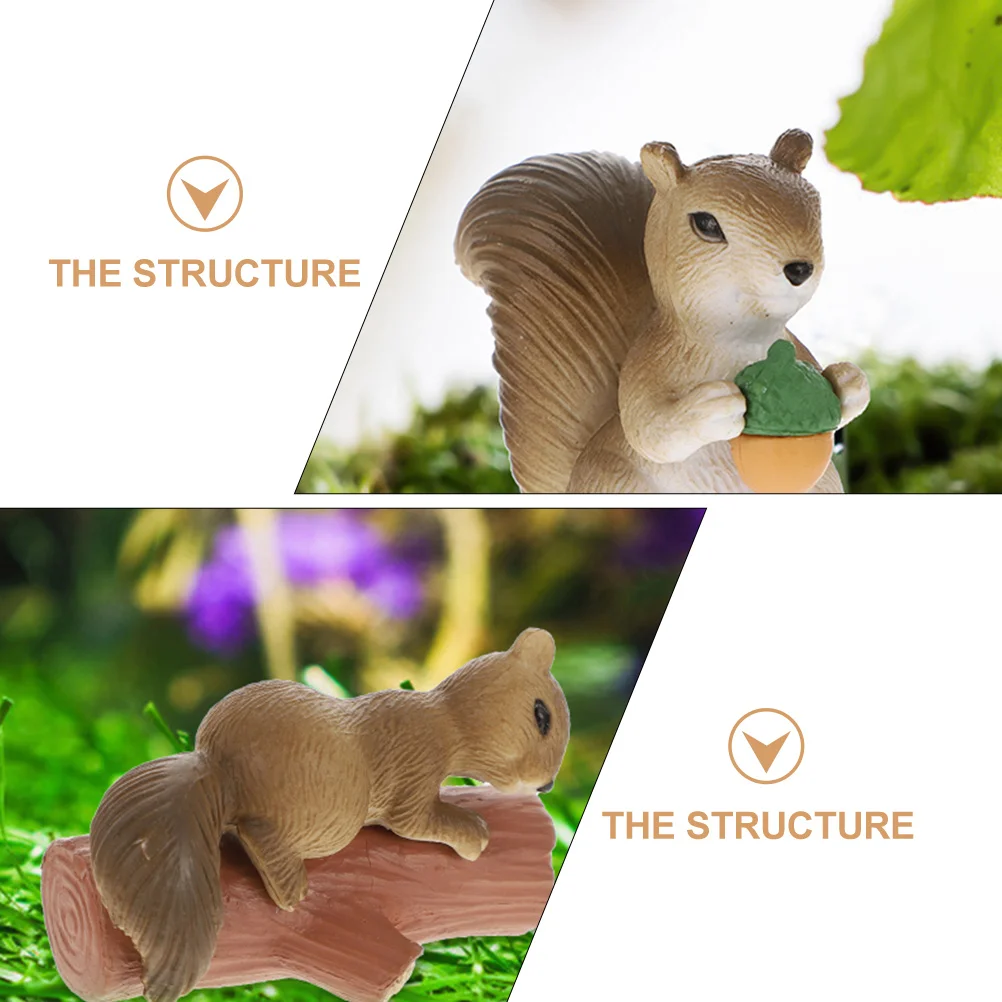 

8 Pcs Elegant Squirrel Figurine Decoration Micro Landscaping Decor PVC Garden Sculpture
