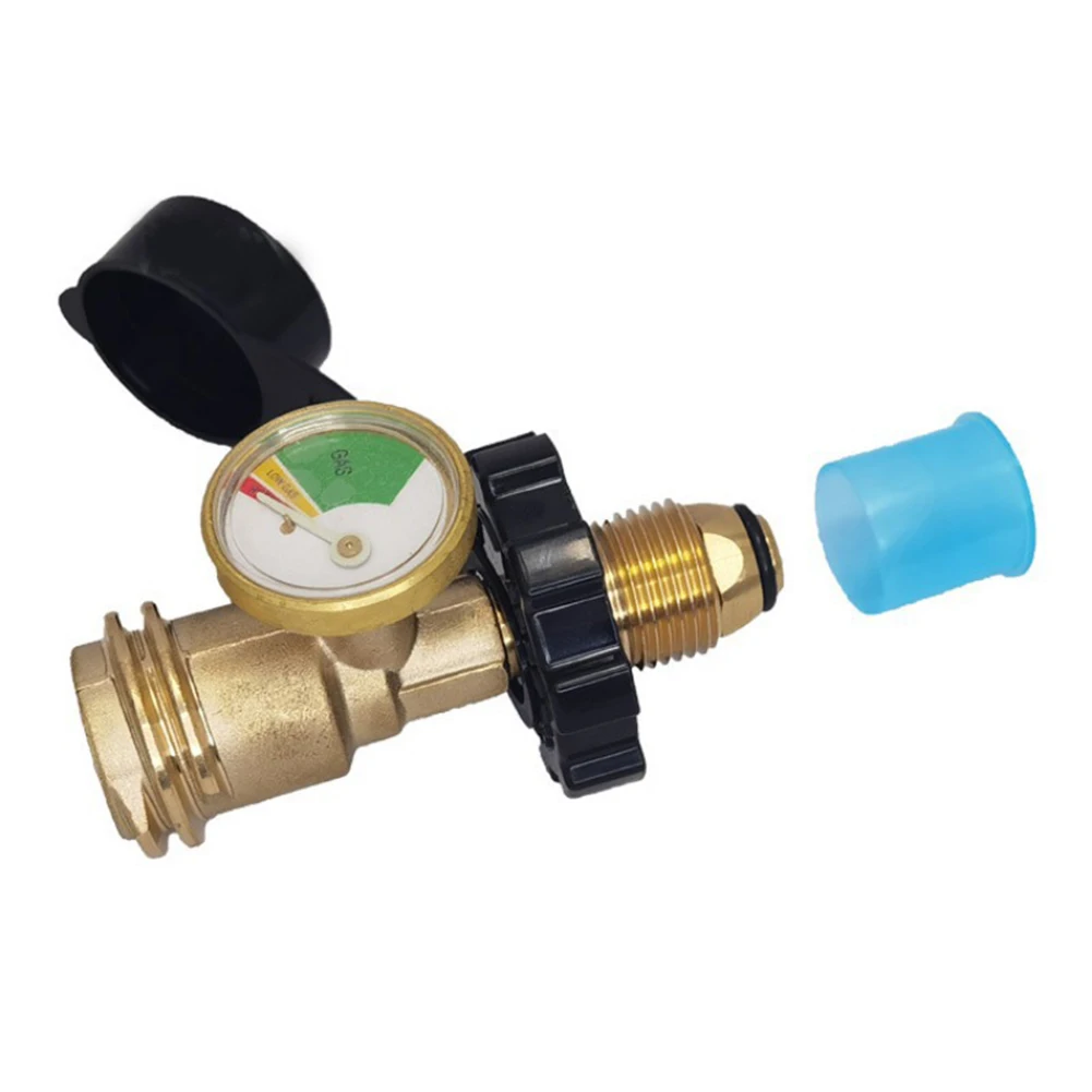 Per fornelli da campeggio Manometro Connettore serbatoio gas Esperienze di cottura 95 * 50mm 3,74 * 1,96 pollici Costruzione in ottone