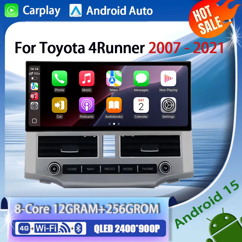 Wireless Carplay Android For Toyota 4Runner 2007 - 2021 Car Radio GPS Navigation DSP Stereo 4G WiFi QLED Touch Screen Auto Tools