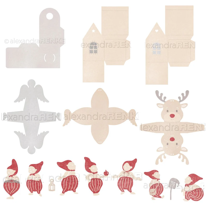 Piggy Craft Metall-Stanzformen, geschnittene Matrizenform, neue Weihnachtsbox, Zwerge, Sammelalbum, Papier, Basteln, Messerform, Klingenstanzer, Schablonen