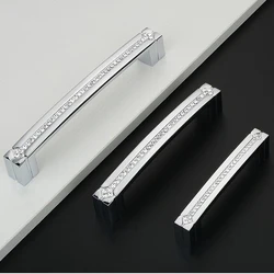 Luxury Crystal Glass Diamond Furniture Handles Wardrobe Drawer Knobs Kitchen Cabinets Cupboard Dresser Sliding Door Pull Handle
