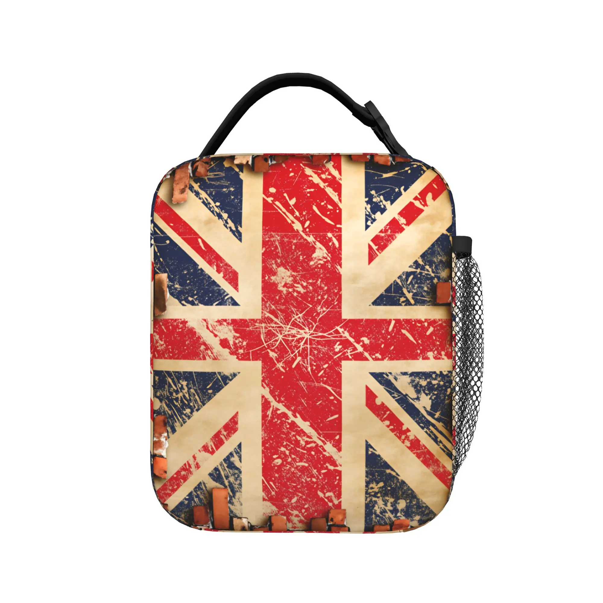 Custom British Union Jack Flag Lunch Bag  Funny Lunch Box For Men Picnic Portable Cooler Bag Waterproof Graphic Tote Food Bags