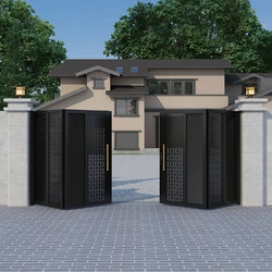 Aluminium Alloy Door Villa Courtyard Gate Electric Folding Door Garage Door Head Outdoor Rural Iron Gate Wall Garden Gate