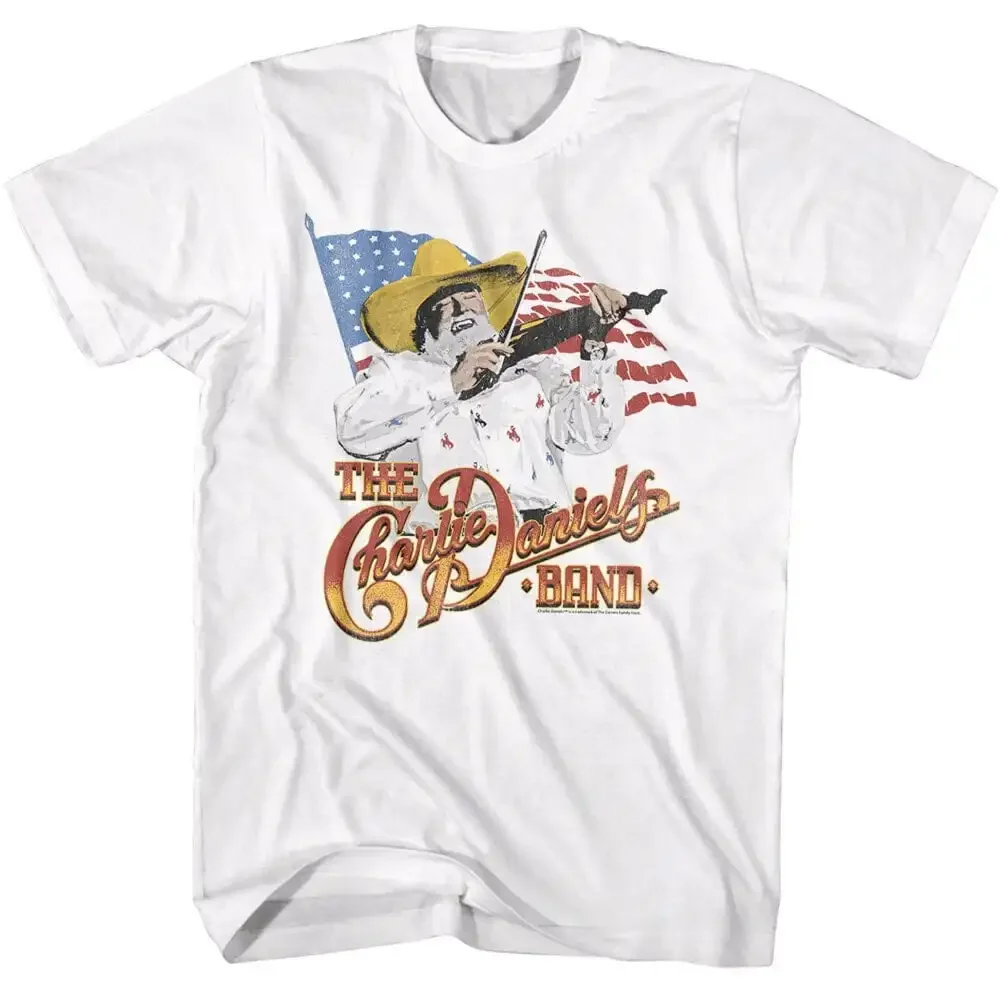 Charlie Daniels Men's T Shirt Star Spangled Fiddler American Flag