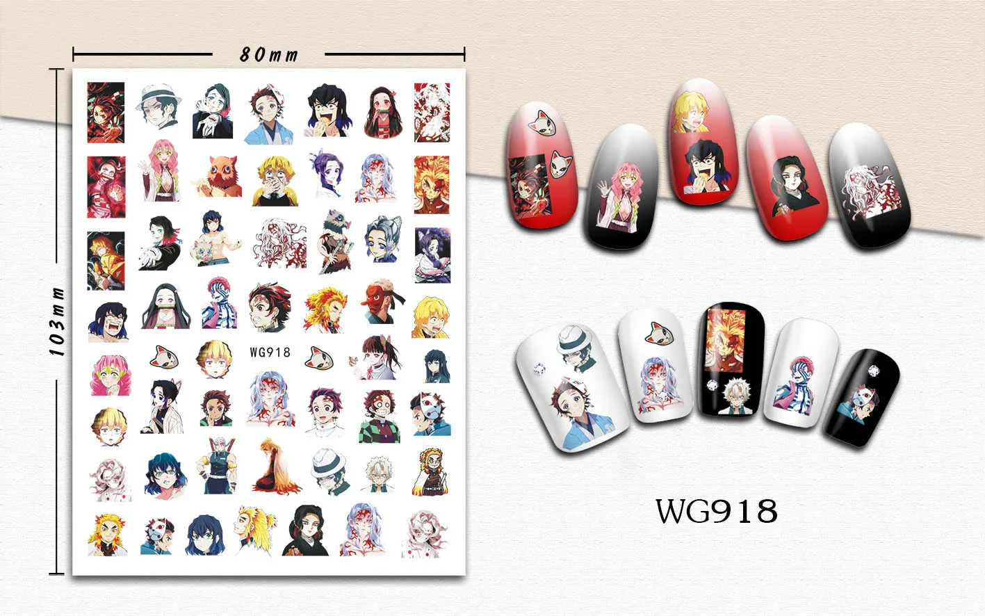 1 Stück Neue 5D Demon Slayer Nagelaufkleber Nezuko Tanjiro Hashira Giyu Tomioka Nagelkunst-Zubehör Mitsuri Kanroji Nagelteile – Detail 11