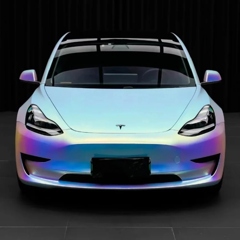 PET Vinyl Car Wrap Film Rainbow Holographic Chrome Matte Film Color Change Sticker for Car Accessories