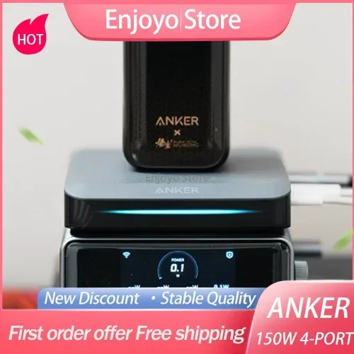 Anker Prime 150W Desktop Charger A1903 4‑Port USB‑C PD Fast Charger Pogo Magnetic Contact Multi‑Port Station for Laptop IPhone