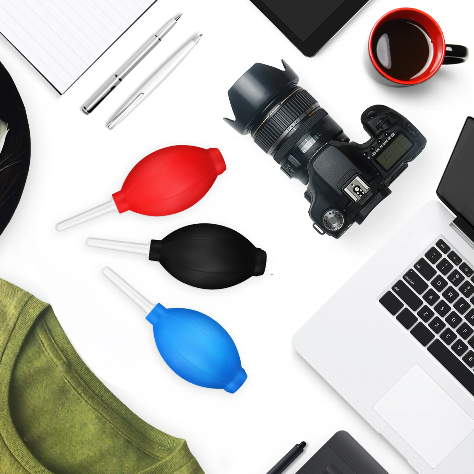 

3 Pcs Camera Lens Cleaning Kit Dust Cleaners Blue Black Red Air Blowers Efficient Multi Purpose Electronic Devices Home Office
