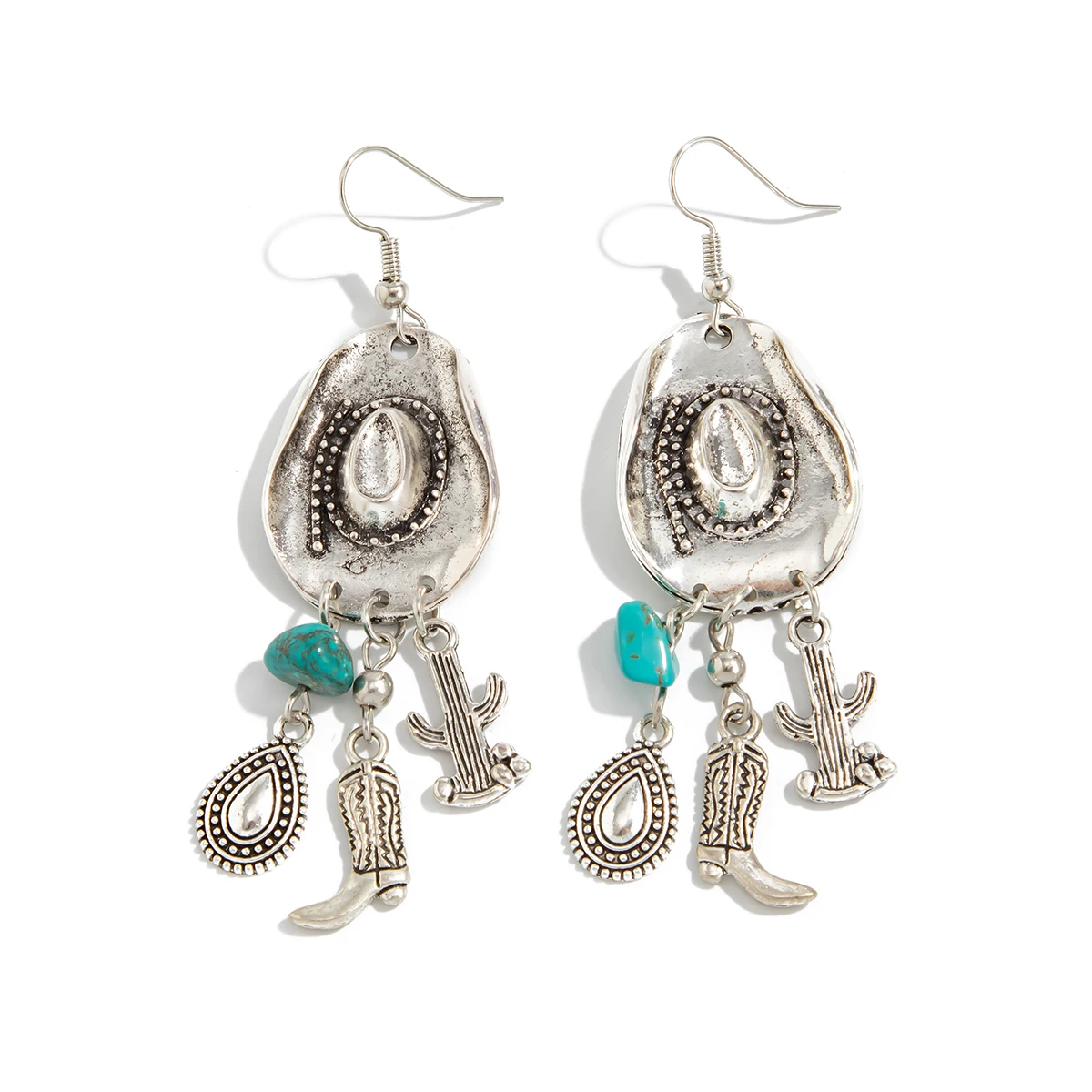 Ingemark Ethnic Retro Cowboy Hat Cactus Drop Earrings for Women New Trend Vintage Tassel Hanging Piercing Earrings Party Jewelry view 5