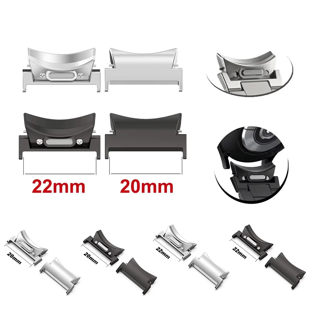 A Pair 20mm 22mm No Gaps Connector for Samsung Galaxy Watch 7 6 5 4 40/44mm Stainless Steel Adapter for 5Pro 6/4 Classic 43/47mm