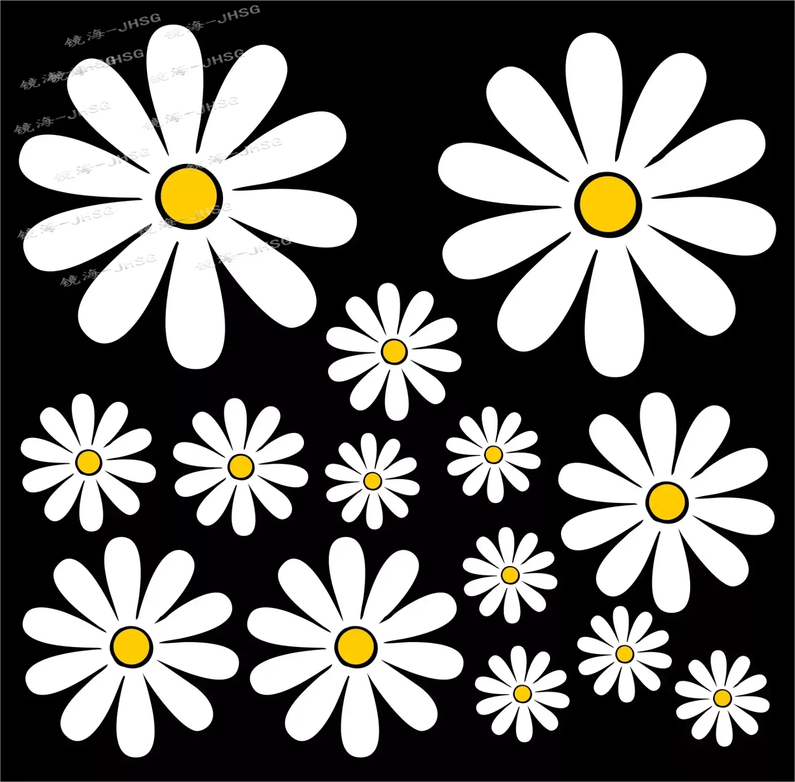 Vinyl Stickers on Car 14 Piece Set Products Daisy Exterior Parts Waterproof Decal Decoration Sticker Accessories Motorcycle Car