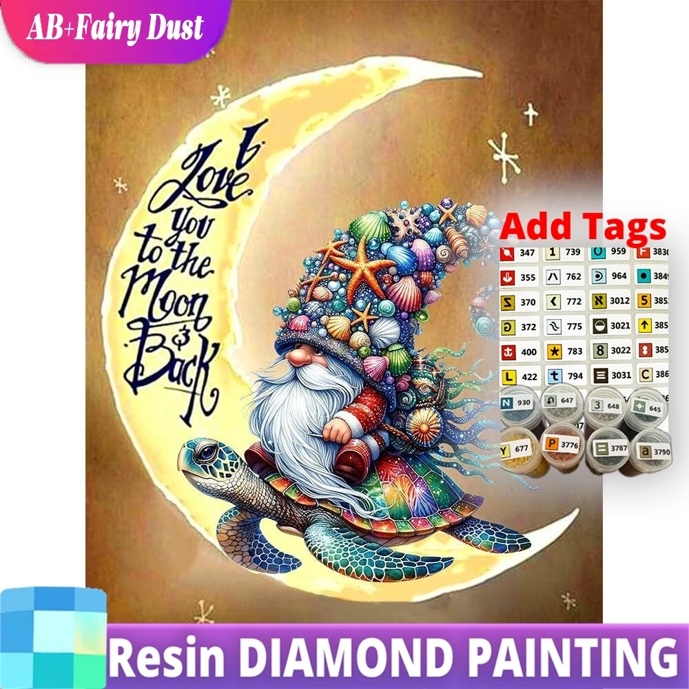 

Resin AB Fairy Dust DIY Dwarf Diamond Painting Portrait Full Square Round Mosaic Tortoise Animal New Arrival Moon Letter Text
