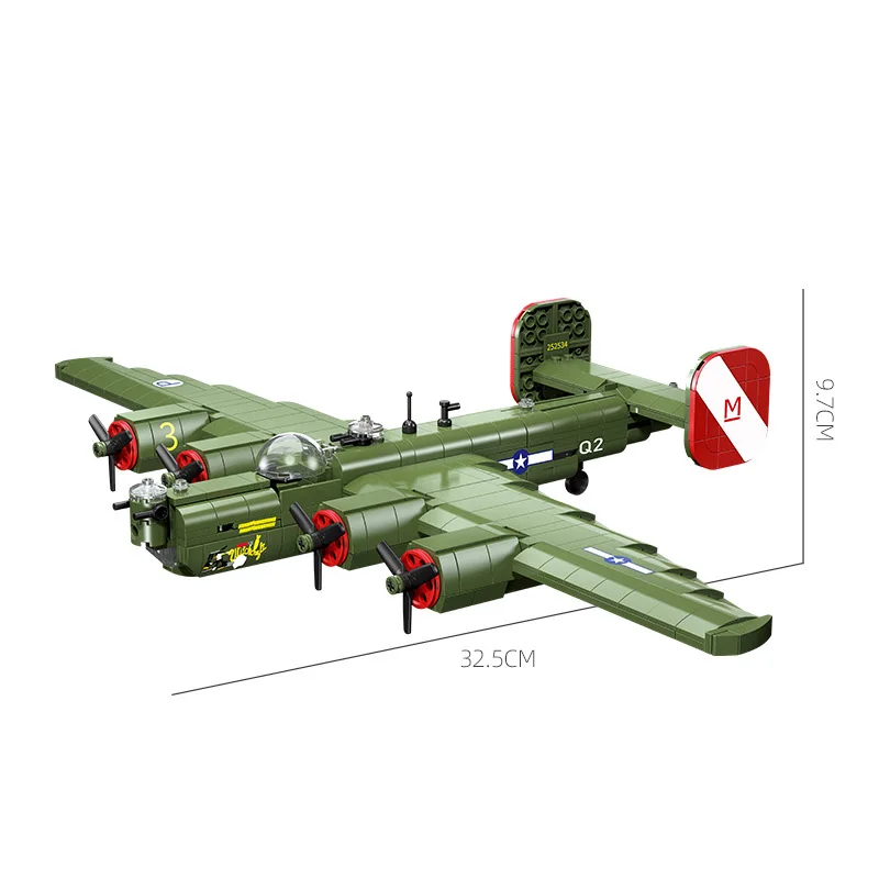 World War Military Vehicle Long Range Strategic Bomber Fighter Model Building Block WW2 Army Figures Brick Toy Collection