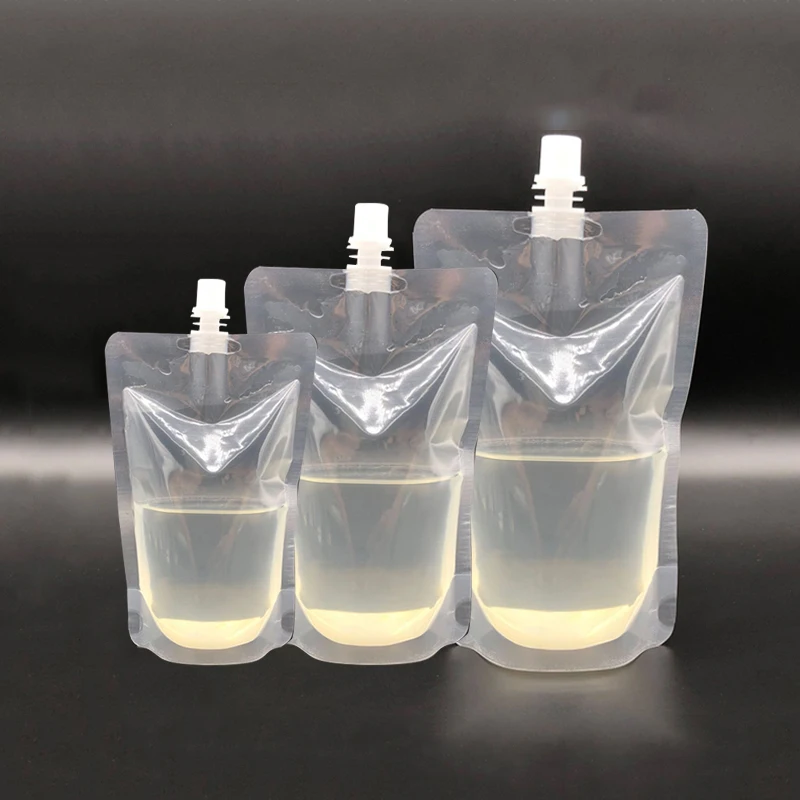 10Pcs/lot Multi-size Stand Up Plastic Drink Bag Transparent Packaging Pouch for Travel Camping Liquid Juice Milk Sealing Bags