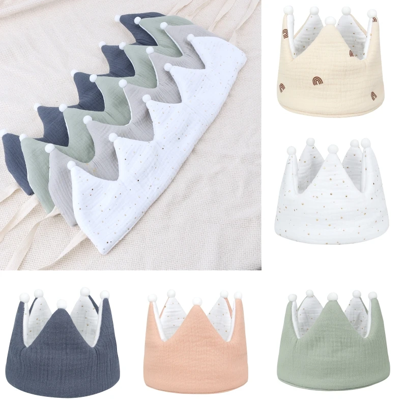 Czapka urodzinowa dla dziecka z czystej bawełny Miękka, regulowana, pusta opaska na głowę dla noworodka Rekwizyty fotograficzne Czapka Party Bonnet