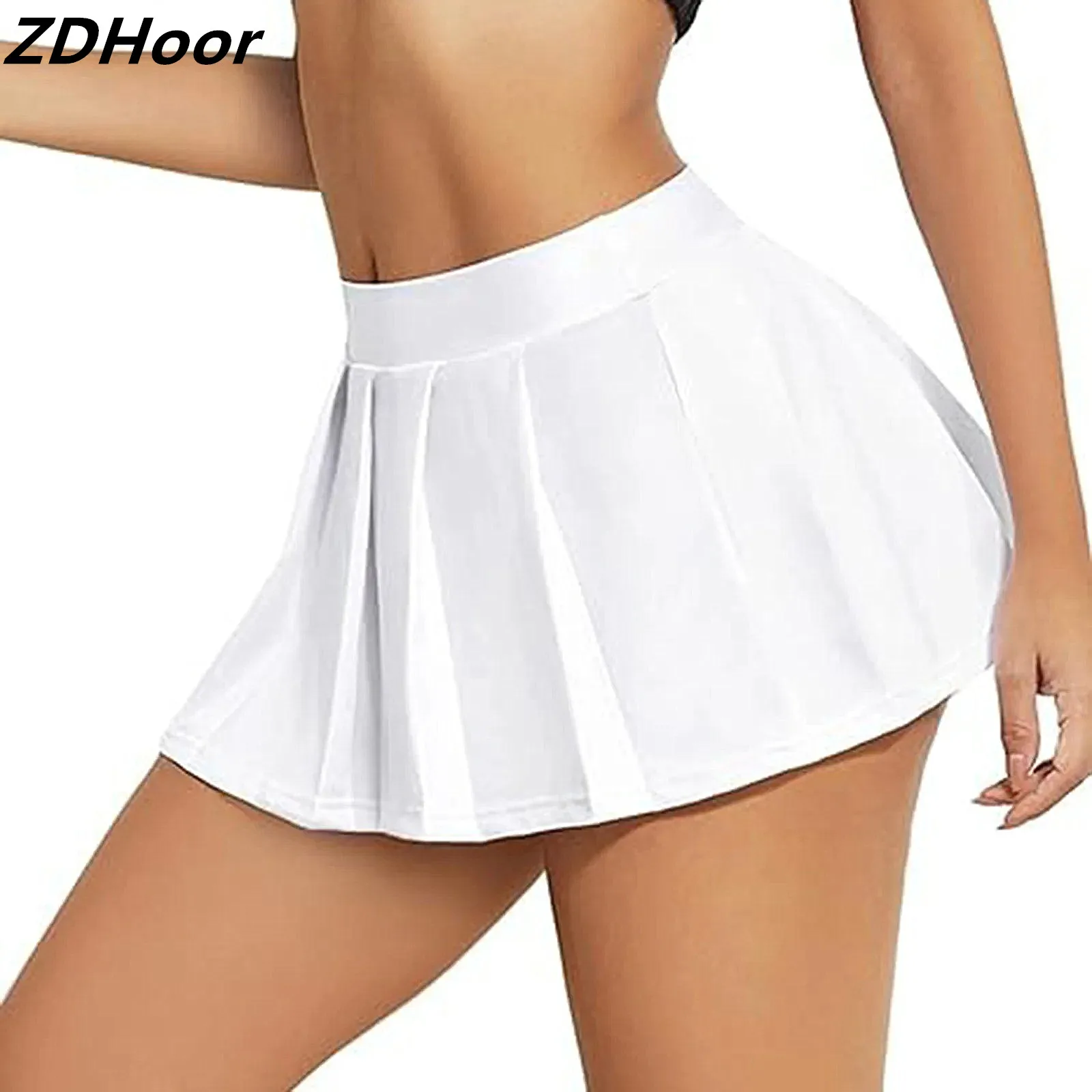 Womens Trendy PU Leather Pleated Skirt High Waist A-Line Mini Skirts for Party Club Raves Music Festival