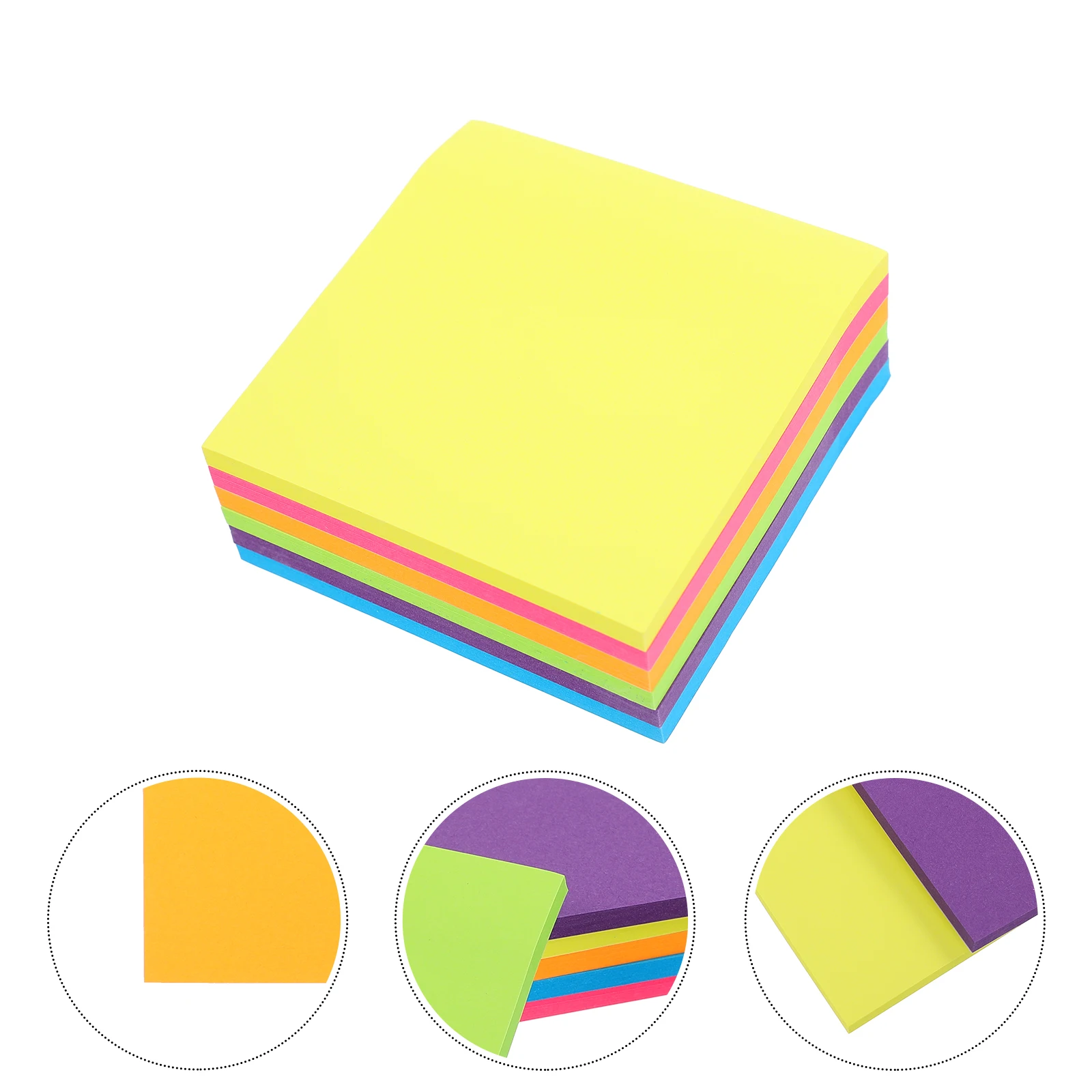 6pcs Fluorescent Notes 3x3inch Colorful School Small Notes Pad Supplies Compact Size Adhesive Note Pads Versatile Use