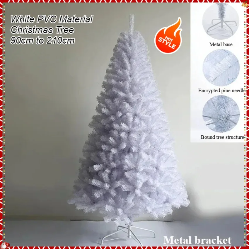 

White Artificial Christmas Tree PVC Encrypted Christmas Tree 90cm to 210cm Christmas Party Atmosphere Home Decoration Supplies