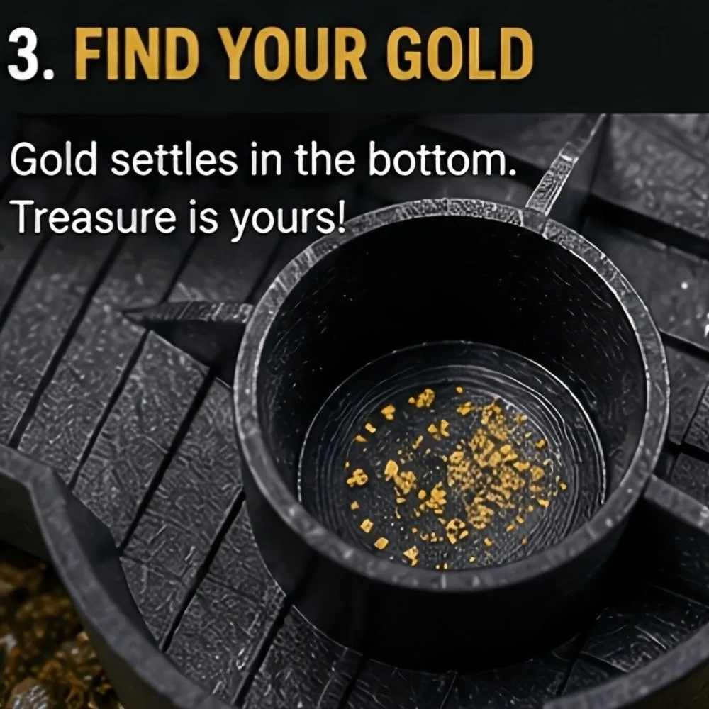 Durable 3D Printed Gold Sluice Splash Guard Hand Hold Gold Pan Portable Groove Structure Gold Tool Stream Collect