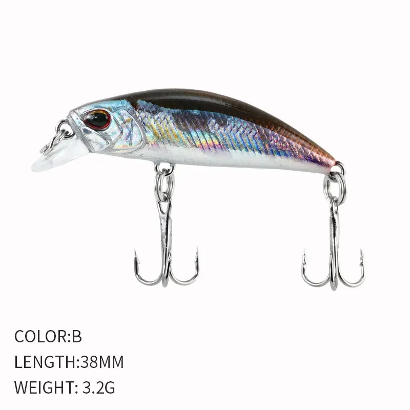 2024 Hot 38 mm 3,2 g Mini Sinking Minnow Angelköder Jerkbaits Peche Kunstköder Wobbler Köder für Forellenbarsch Karpfenangeln