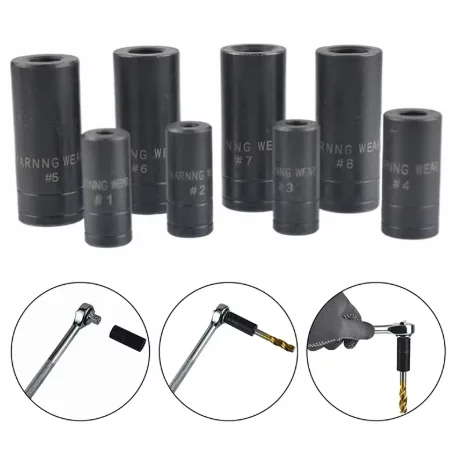 Double Head Square Tap Die Socket Adapter Set 1/4' 3/8' Socket Driver Taps Reamer Extractor for Electric Drill Thread Repair Too
