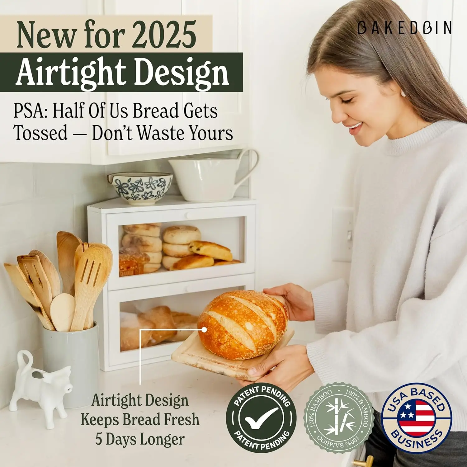 Corner Bread Box: Airtight, Extra Large Double Layer Design for Kitchen Countertop Storage