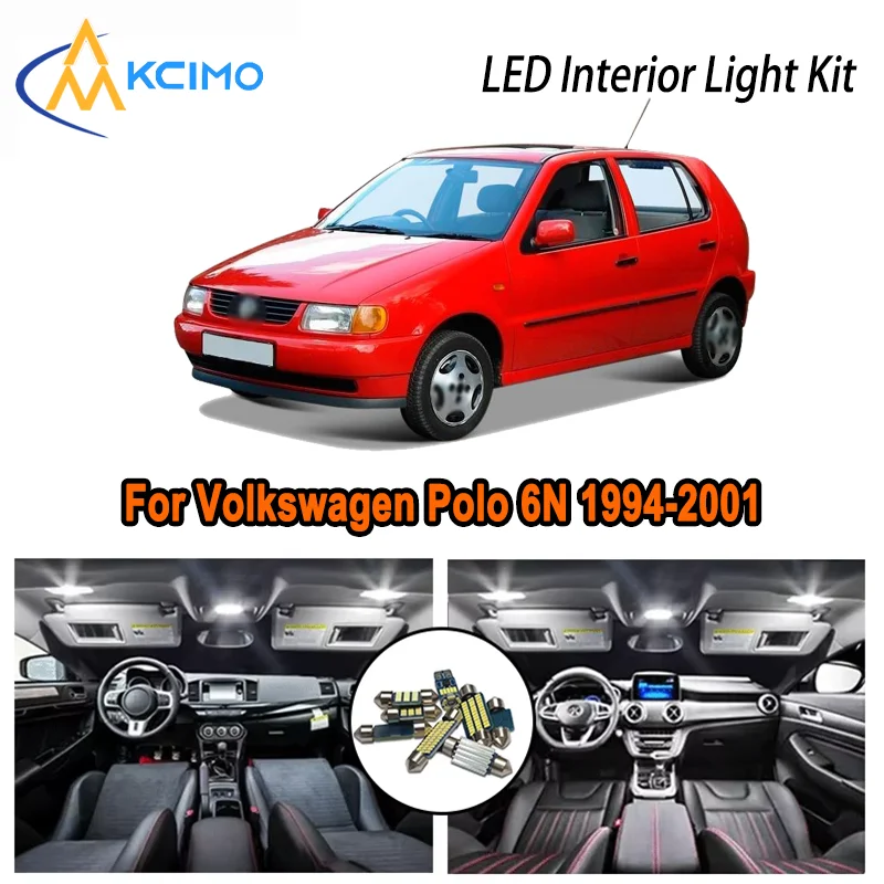 

Для Volkswagen Polo 6N 1994-2001 1995 1996 1997 1998 1999 светодиодный внутренний купол карта багажника комплект автомобильных светодиодных ламп Canbus без ошибок