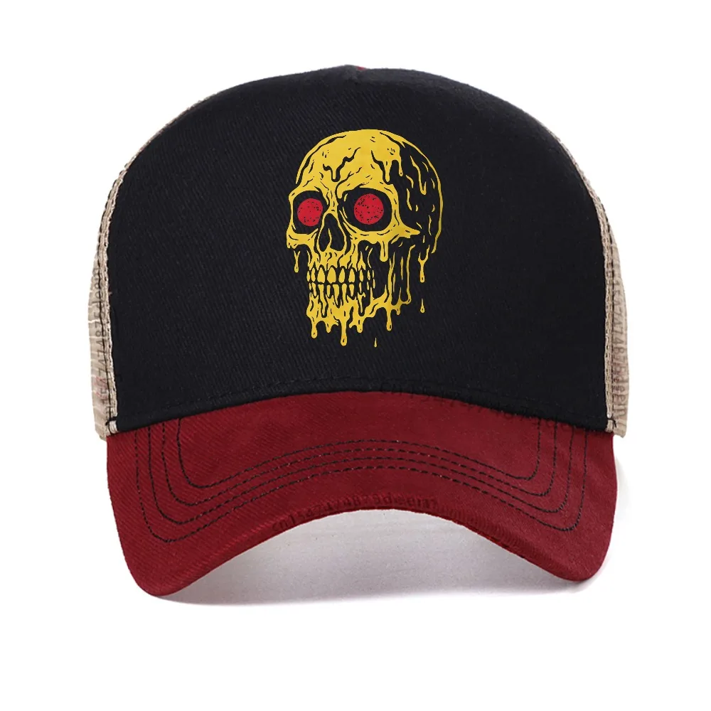 

Melting Skull Unique Printed Men's baseball cap unisex fashion casual sun caps outdoor mesh trucker hat adjustable Snapback hats