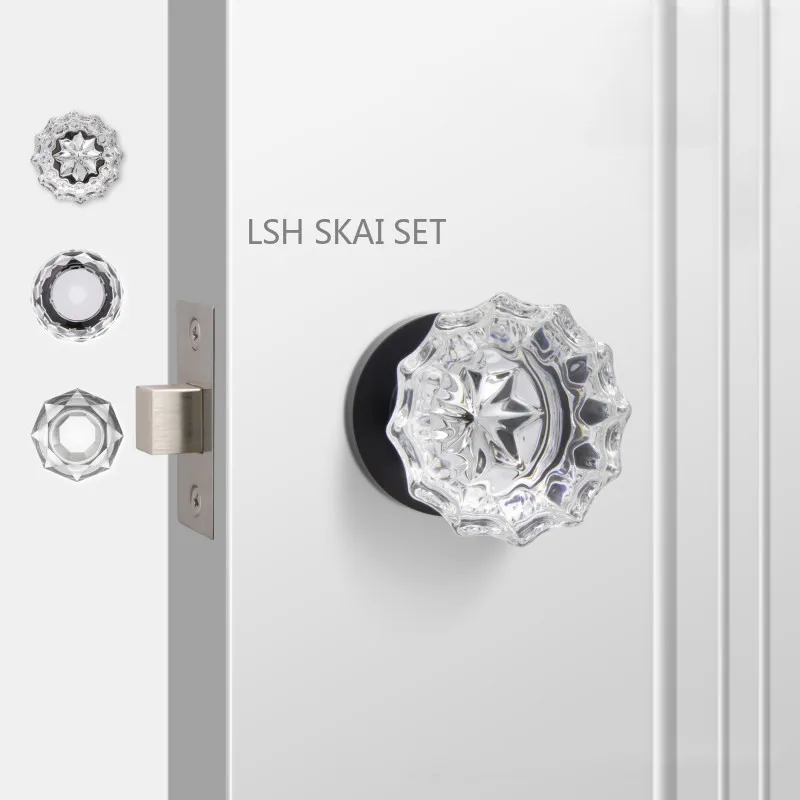 Interior Door Handles Luxurious Crystal Handle Single Tongue Lock Balcony Door Spherical Handle Lock Set Furniture Hardware