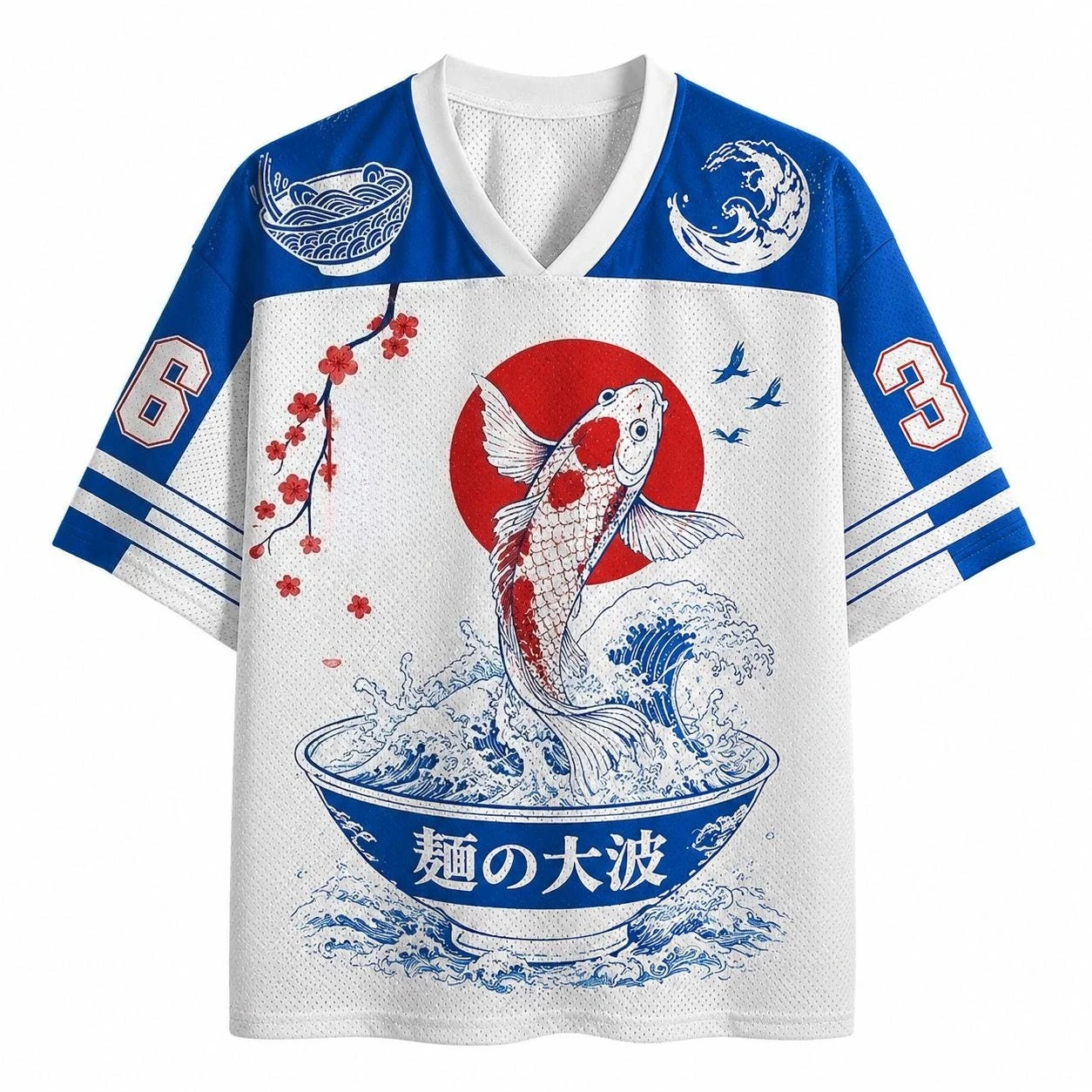 2026 Summer Fashion Fun Lucky Koi Fish Jumps Out of The Bowl 3D Printed Quick Drying T-shirt Casual Loose V-neck T-shirt Large