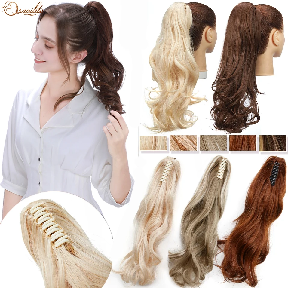 S-noilite Synthetic Long Wavy Claw On Ponytail Upgrade Ponytail Hair Extension Clip On Ponytail Women Hairpiece Can Curly