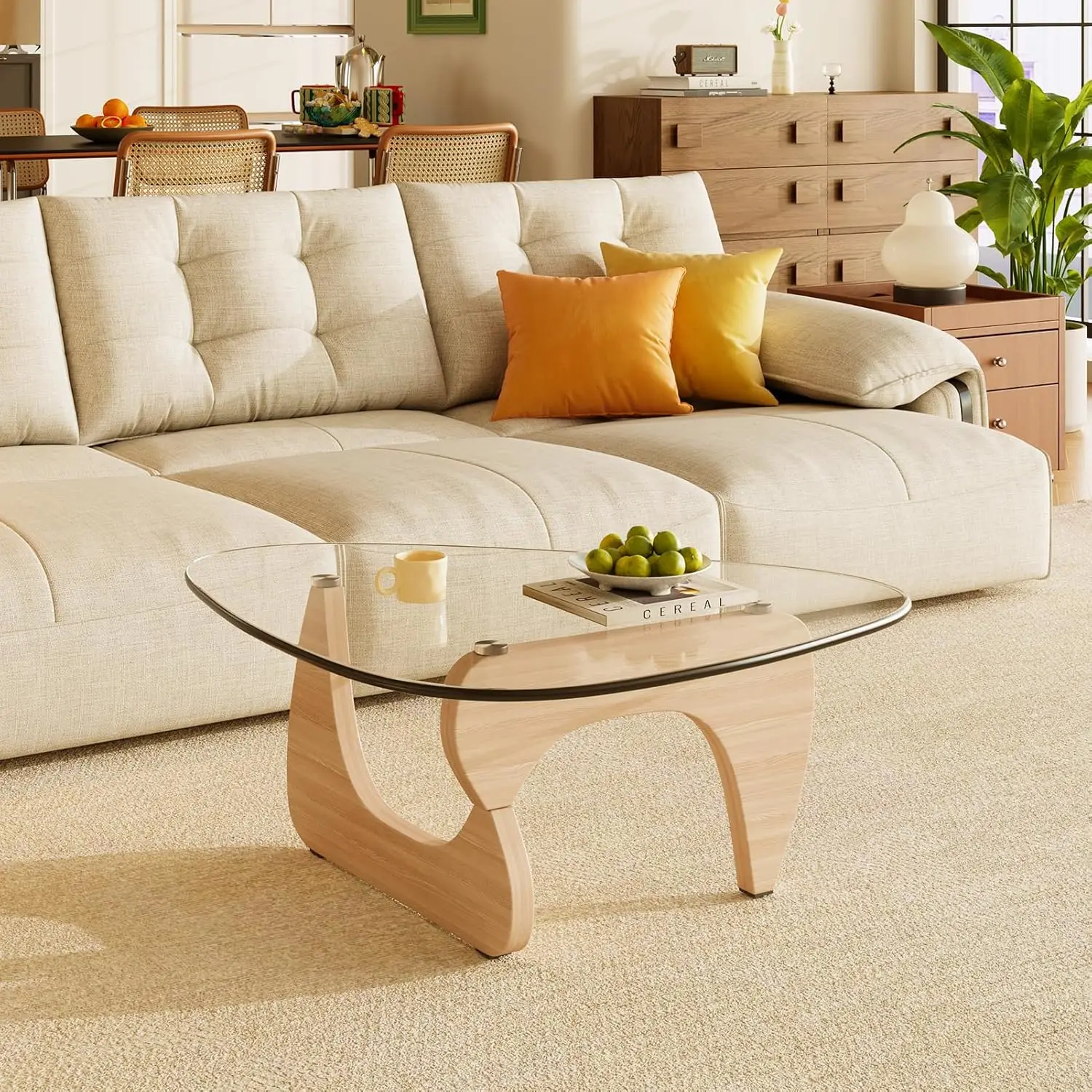 

Coffee Tables Glass Small Farmhouse Coffee Table Mid-Century Modern Wood Center Table for Living Room, Original, Customized