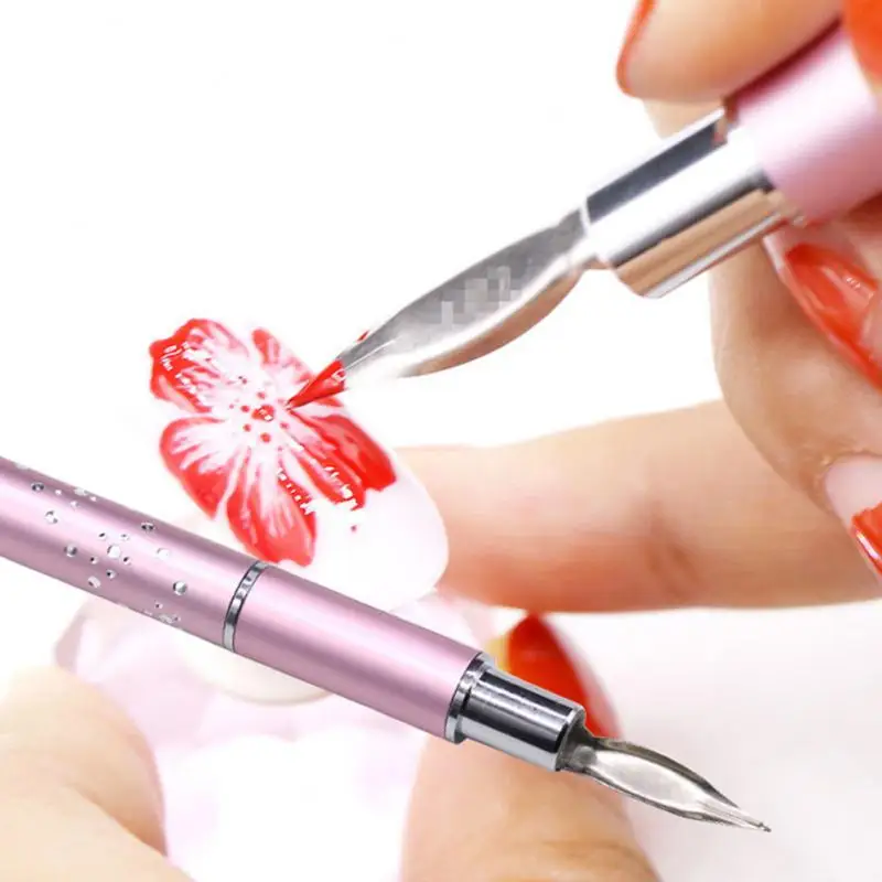 5In1Nail Art Dotting Pen Fountain Pen Tip Painting Drawing Carving Dotting Pen FlatFan Liner Acrylic Gel UV Polish Tool Manicure