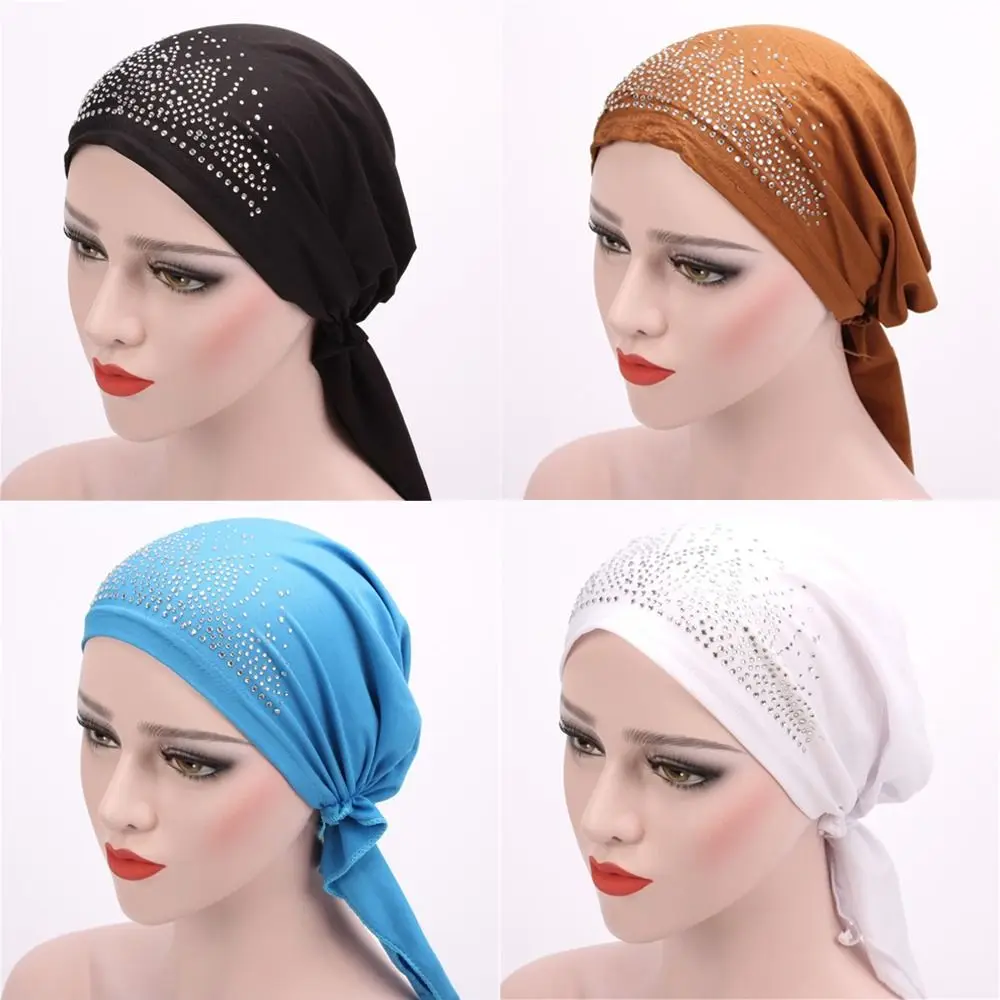 

Hot Drilling Inner Caps Turbante Muslim Wrap Turban Hat Headscarf Bonnet Head Scarf