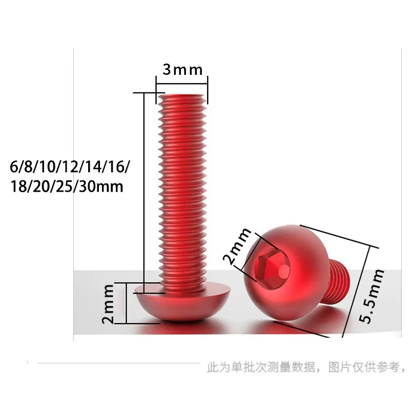 10/50Pcs M3 Series Anodized Colorful Aluminum Alloy Hex Socket Round Button Head Screw DIY Fastener Bolt Screw Length 6mm-30mm