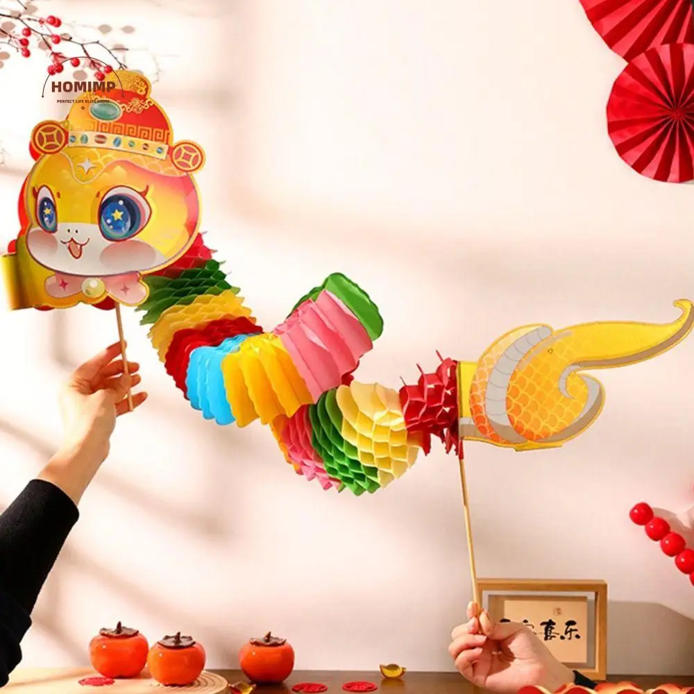 

Funny Cartoon Chinese Paper Dance Snake 3D Handmade DIY Dragon Snake Toy Cute 2025 Snake Year Ornaments Children Gift