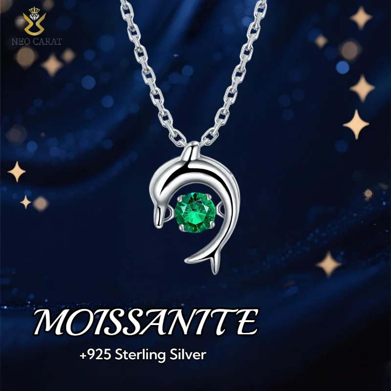 

Lab-Grown Pendant Necklace Round Cut S925 Sterling Silver Plated White Gold/Rose Gold Green Gemstone Jewelry Gift for Women