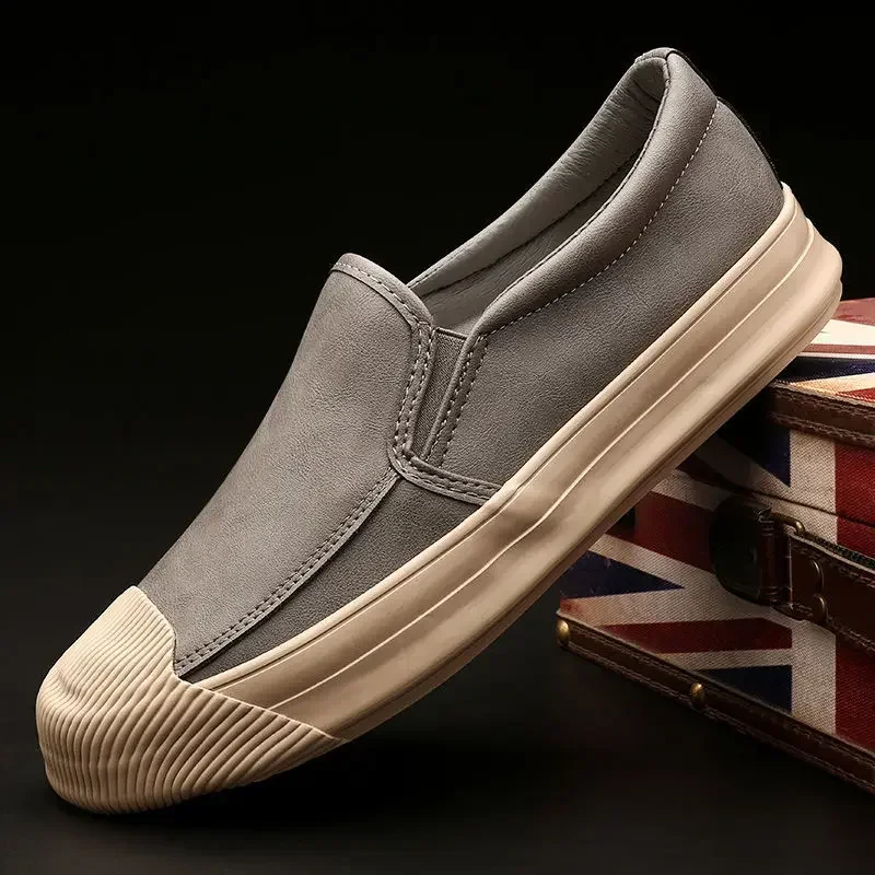 Male Casual Shoe Thick Sole Platform Slip-on New In Pu Men\'s Leather Shoes Legitimate Promotion Adults Low Price Common Sale