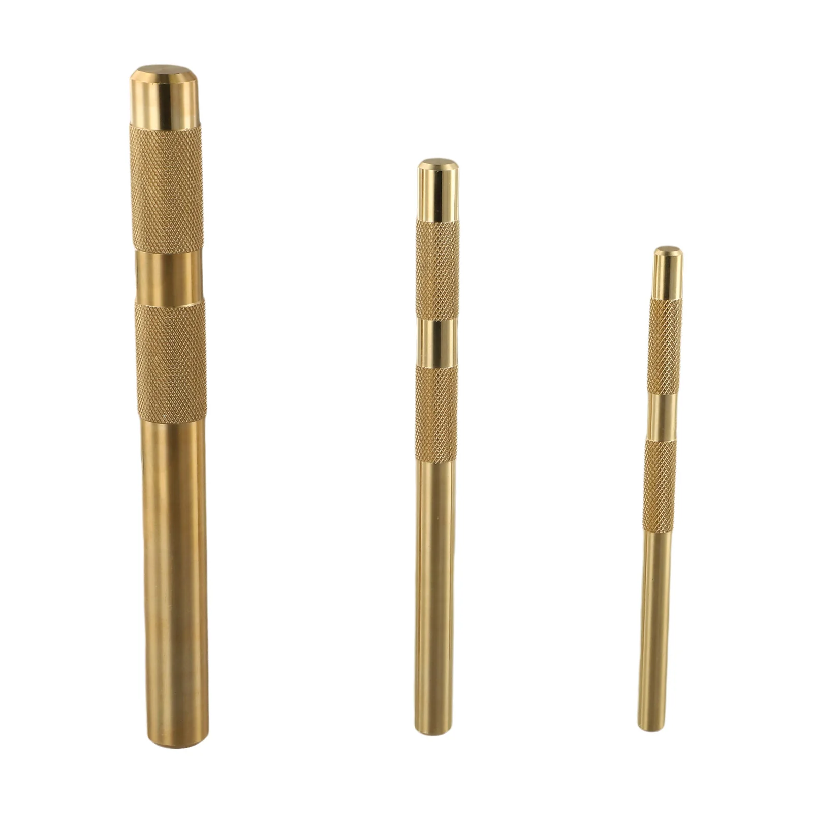 Non-Marring Chisel Brass Drift Punch 3 Pcs Set Engineering Tool For Woodworking Gold Finish Hammer Force Transfer As Picture
