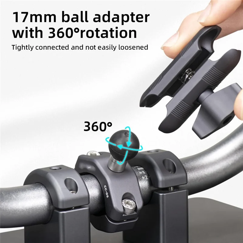 

Aluminum 17Mm Ball Head Adapter With 1/4 Inch Thread, 17Mm Socket Arm, TPU Ball For Bike Motorcycle Phone Holder