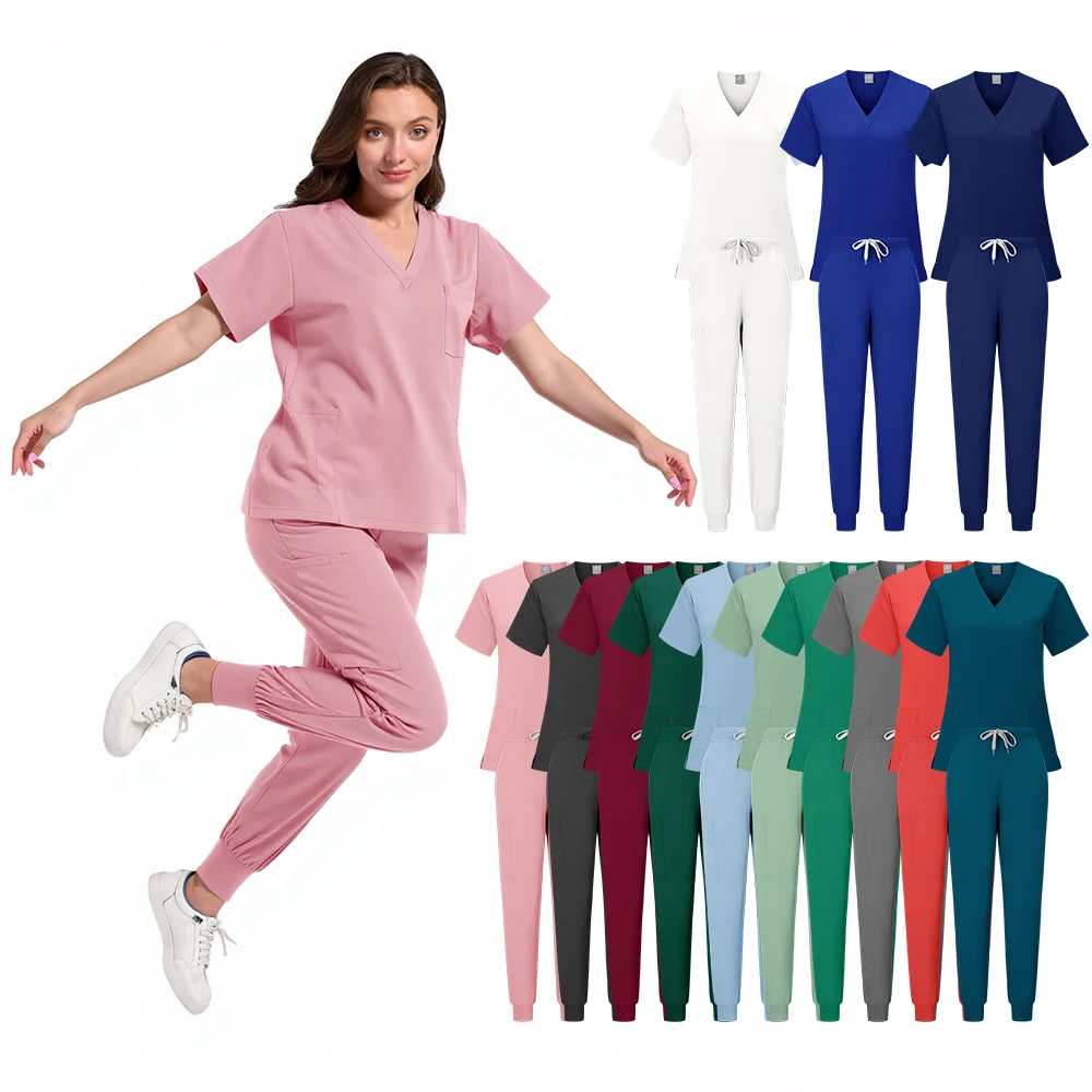 Wysokiej jakości odzież medyczna dla kobiet, fartuch pielęgniarski, unisex, hurtowe zestawy bluzek i spodni, komplety odzieży medycznej, uniformy pielęgniarskie.