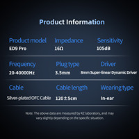 KZ ED9 PRO Earphone Heavy Bass Music Headset HiFi Zinc Alloy Metal Earphones DQS PR1 ZVX ZSNPRO EDX