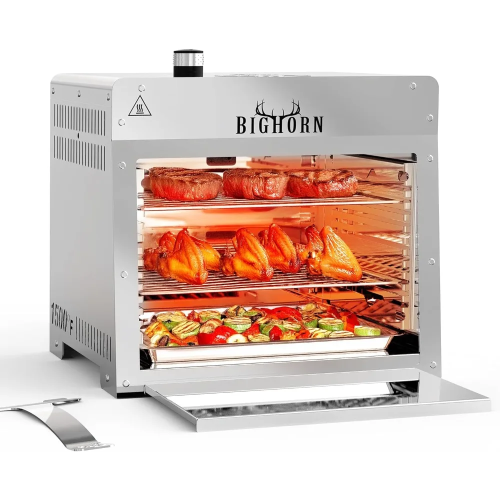 1500 ° F Kleiner Infrarot-Propangasgrill – Tragbare Steak-Broiler- und Sear-Station, Salamander-Grill für den Außenbereich mit Pizzastein, Fleck