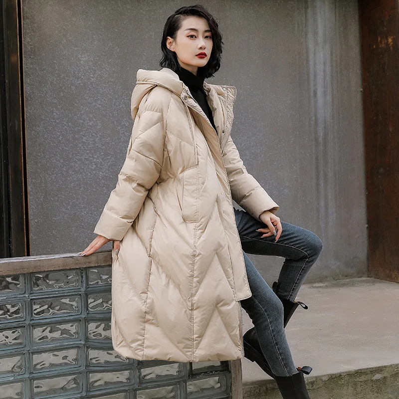 Inverno di Nuovo Modo delle Donne di Colore Solido Casual Alla Moda Semplice di Base Manica Lunga Con Cappuccio Cappotti Trapuntati Parka Femminile Abiti Vintage